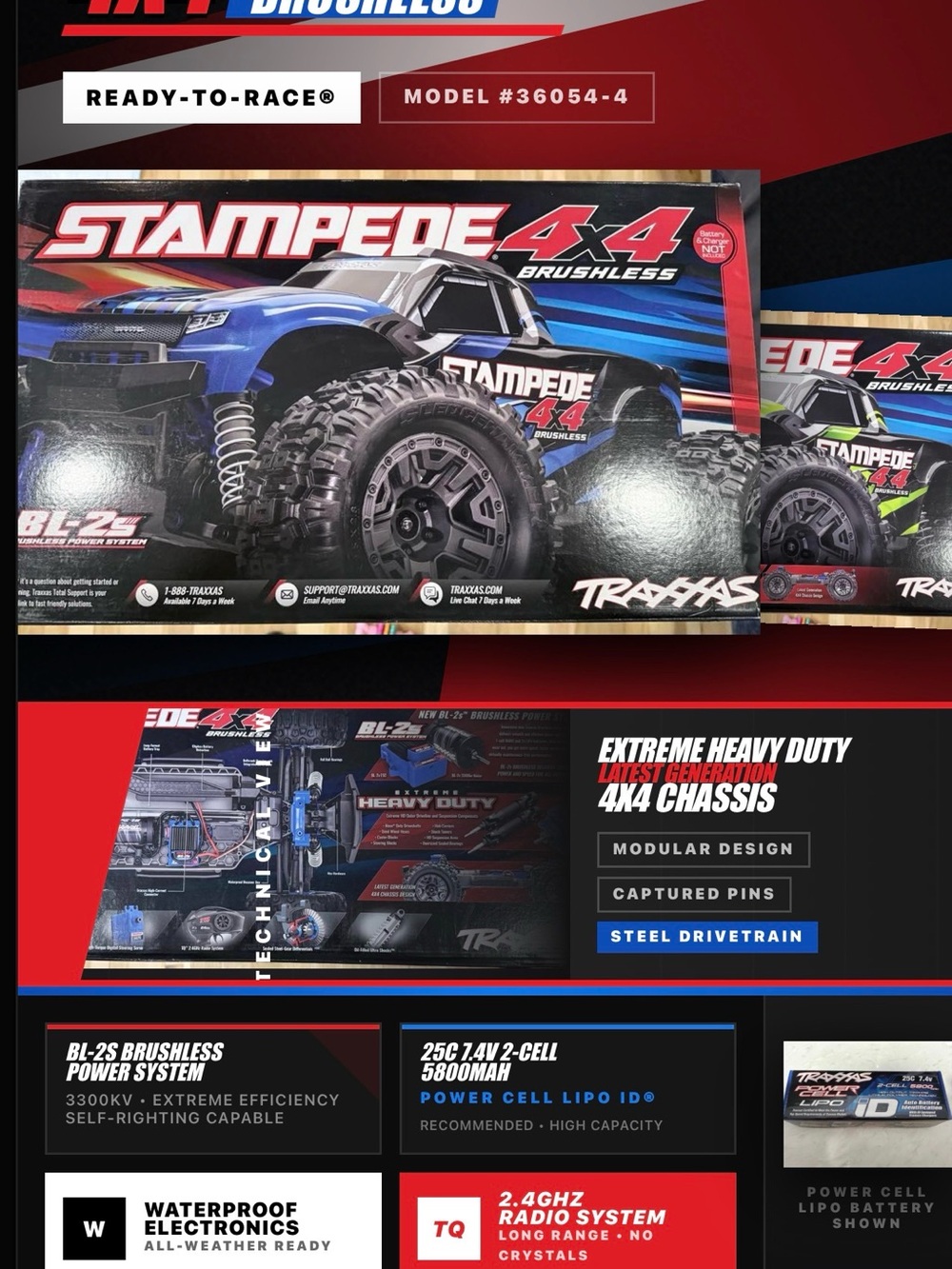 Traxxas Stampede 4x4 Brushless RC Truck - Blue